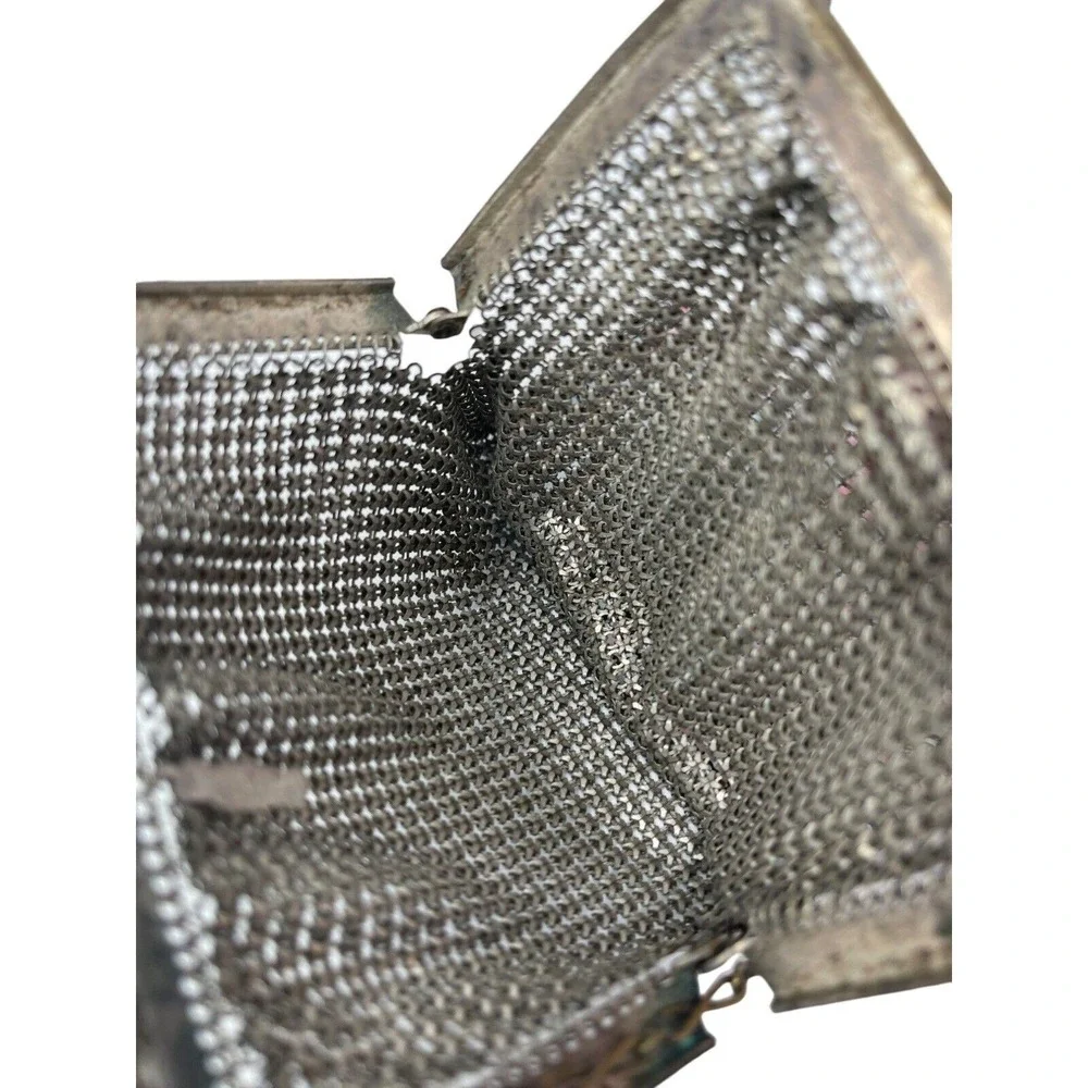 Whiting Davis Flapper‎ Purse Chain Mail Metal Mesh Pink Blue Handbag 1920s